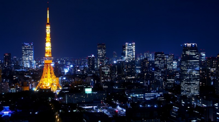 Ночной Токио с высоты птичьего полёта